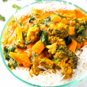 47. Curry Vegetable Tofu on Coconut Rice